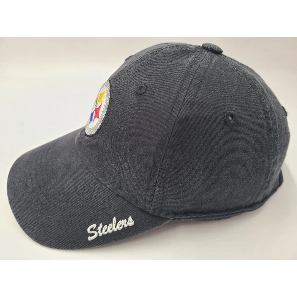Women Pittsburgh Steelers Sequins NFL Team Apparel Strapback (Fit Small) Hat Cap